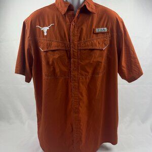 Texas Longhorns Logo Columbia PFG Burnt Orange S/S Vented Fishing Shirt Mens M